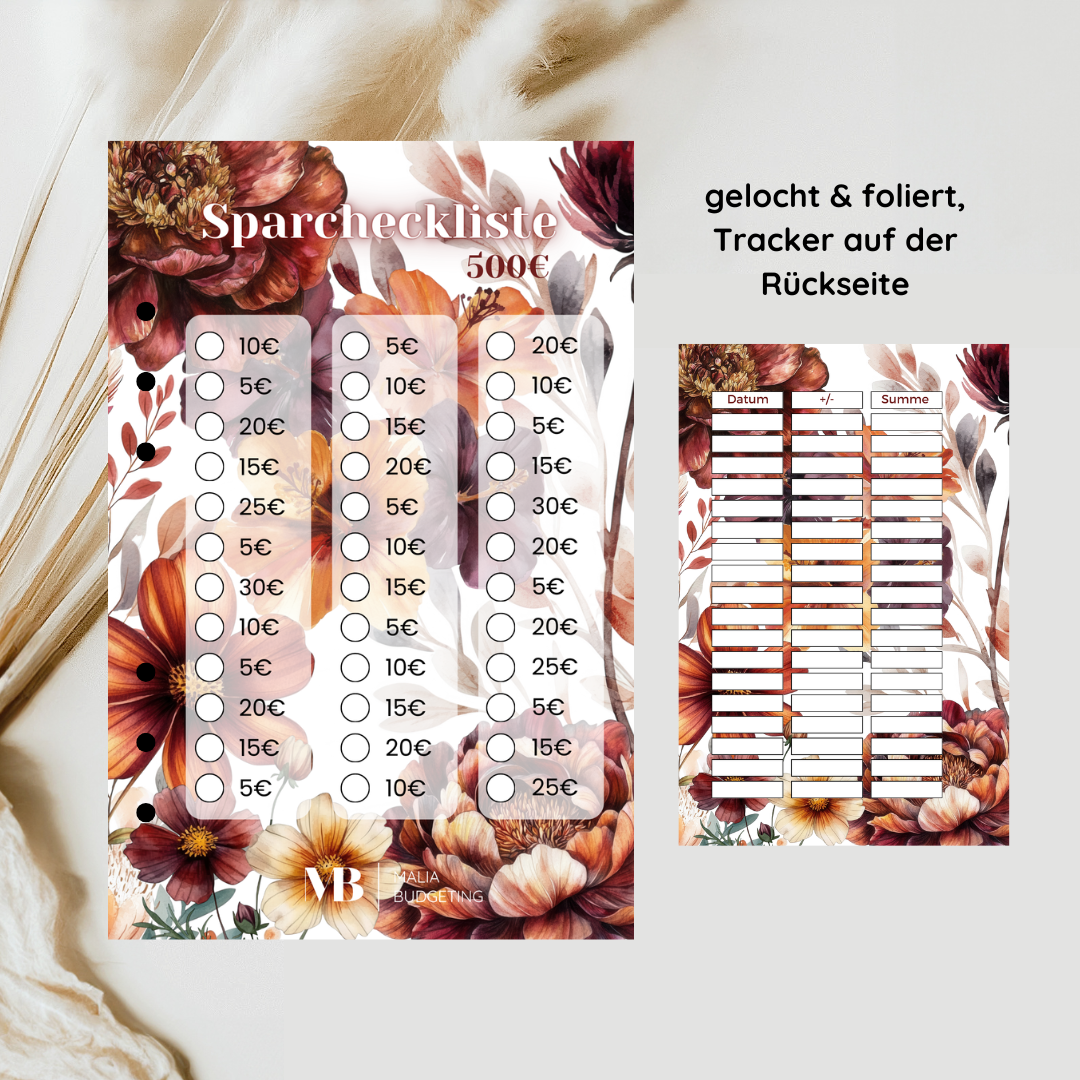 Sparcheckliste gelocht & foliert