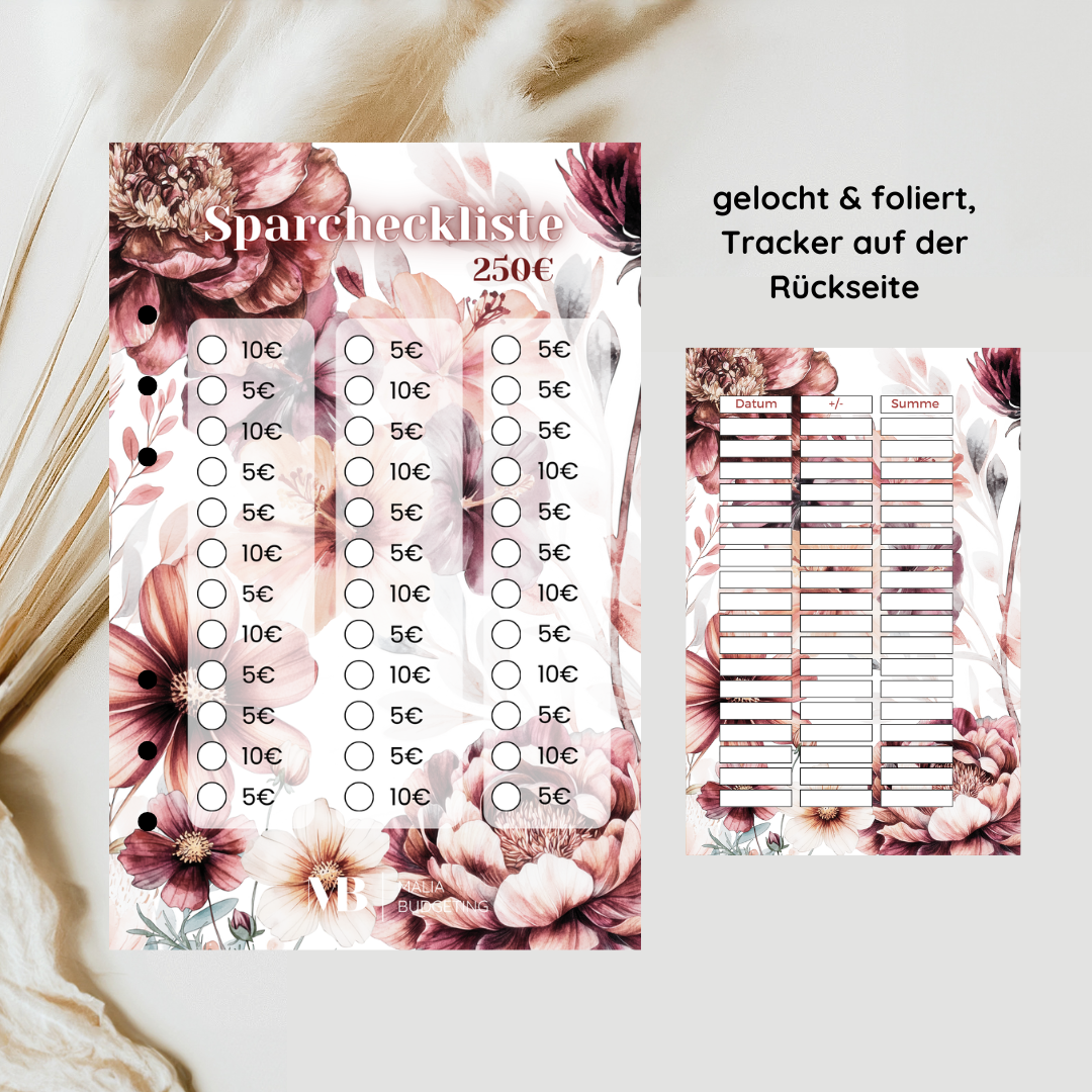 Sparcheckliste gelocht & foliert