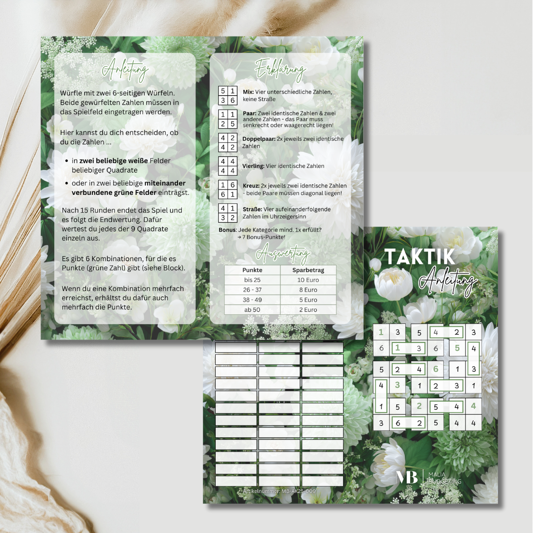 Taktik Sparspiel mit Block / Türchen 20